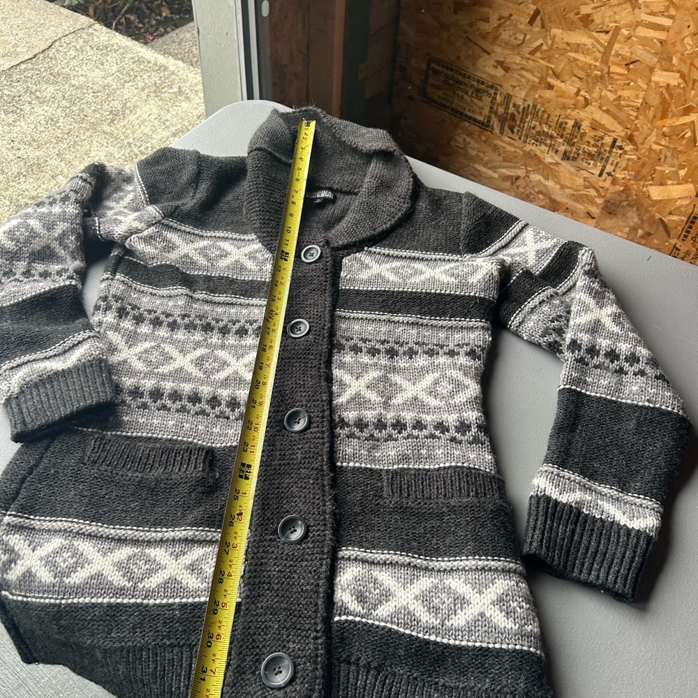 Chic Dark Gray and Light Gray Patterned Cardigan - image 7